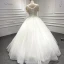 Luxury / Gorgeous White Bridal Wedding Dresses 2020 Ball Gown Scoop Neck Short Sleeve Backless Handmade  Beading Pearl Floor-Length / Long Ruffle