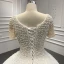 Luxury / Gorgeous White Bridal Wedding Dresses 2020 Ball Gown Scoop Neck Short Sleeve Backless Handmade  Beading Pearl Floor-Length / Long Ruffle