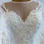 Luxe Blanche La Mariée Robe De Mariée 2020 Robe Boule Transparentes Encolure Dégagée Manches Longues Appliques En Dentelle Perlage Perle Détachable Chapel Train Volants