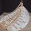 Étourdissant Champagne Transparentes La Mariée Robe De Mariée 2020 Robe Boule Encolure Dégagée 3/4 Manches Dos Nu Paillettes Perlage Glitter Tulle Royal Train Volants