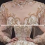 Victorian Style Champagne See-through Bridal Wedding Dresses 2020 Ball Gown High Neck Puffy Long Sleeve Backless Sequins Beading Glitter Tulle Royal Train Ruffle