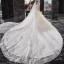 Luxury / Gorgeous Champagne See-through Bridal Wedding Dresses 2020 Ball Gown Scoop Neck Long Sleeve Backless Appliques Flower Beading Glitter Tulle Cathedral Train Ruffle