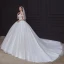 High-end White Satin Bridal Wedding Dresses 2020 Ball Gown Off-The-Shoulder Short Sleeve Backless Pearl Sash Chapel Train Ruffle
