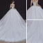 High-end White Satin Bridal Wedding Dresses 2020 Ball Gown Off-The-Shoulder Short Sleeve Backless Pearl Sash Chapel Train Ruffle