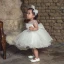Elegant White Organza Birthday Flower Girl Dresses 2020 Ball Gown Scoop Neck Sleeveless Beading Sash Short Ruffle Wedding Party Dresses