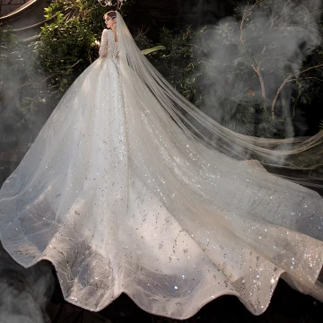 Vintage Champagne Brud Bröllopsklänningar 2020 Balklänning Fyrkantig Ringning Långärmad Halterneck Appliqués Spets Paljetter Beading Chapel Train Ruffle
