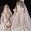Luxury / Gorgeous Champagne Bridal Wedding Dresses 2020 Ball Gown See-through Scoop Neck Long Sleeve Backless Beading Sequins Glitter Tulle Cathedral Train Ruffle