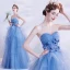 Elegant Hav Blå Dancing Ballkjoler 2020 Ballkjole Kjæreste Uten Ermer Appliques Blomst Beading Lange Buste Ryggløse Formelle Kjoler
