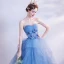 Elegant Hav Blå Dancing Ballkjoler 2020 Ballkjole Kjæreste Uten Ermer Appliques Blomst Beading Lange Buste Ryggløse Formelle Kjoler