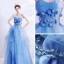 Elegant Hav Blå Dancing Ballkjoler 2020 Ballkjole Kjæreste Uten Ermer Appliques Blomst Beading Lange Buste Ryggløse Formelle Kjoler