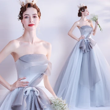 Enkel Grå Dancing Ballkjoler 2020 Ballkjole Strapless Uten Ermer Beading Perle Lange Buste Ryggløse Formelle Kjoler