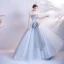 Modest / Simple Grey Dancing Prom Dresses 2020 Ball Gown Strapless Sleeveless Beading Pearl Floor-Length / Long Ruffle Backless Formal Dresses