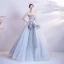 Modest / Simple Grey Dancing Prom Dresses 2020 Ball Gown Strapless Sleeveless Beading Pearl Floor-Length / Long Ruffle Backless Formal Dresses