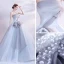 Modest / Simple Grey Dancing Prom Dresses 2020 Ball Gown Strapless Sleeveless Beading Pearl Floor-Length / Long Ruffle Backless Formal Dresses