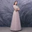 Illusion Blushing Pink Dancing Prom Dresses 2020 A-Line / Princess See-through High Neck Puffy Short Sleeve Sequins Beading Floor-Length / Long Ruffle Formal Dresses