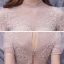 Illusion Blushing Pink Dancing Prom Dresses 2020 A-Line / Princess See-through High Neck Puffy Short Sleeve Sequins Beading Floor-Length / Long Ruffle Formal Dresses
