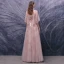 Haut de Gamme Rougissant Rose Dansant Robe De Bal 2020 Princesse Transparentes Encolure Dégagée Manches Courtes Appliques Fleur Paillettes Perlage Longue Volants Dos Nu Robe De Ceremonie