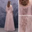 Haut de Gamme Rougissant Rose Dansant Robe De Bal 2020 Princesse Transparentes Encolure Dégagée Manches Courtes Appliques Fleur Paillettes Perlage Longue Volants Dos Nu Robe De Ceremonie