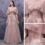 Haut de Gamme Rougissant Rose Dansant Robe De Bal 2020 Princesse Transparentes Encolure Dégagée Manches Courtes Appliques Fleur Paillettes Perlage Longue Volants Dos Nu Robe De Ceremonie