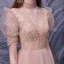 Fashion Pearl Pink Dancing Prom Dresses 2020 A-Line / Princess See-through High Neck Puffy Short Sleeve Appliques Lace Beading Floor-Length / Long Ruffle Formal Dresses