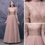 Fashion Pearl Pink Dancing Prom Dresses 2020 A-Line / Princess See-through High Neck Puffy Short Sleeve Appliques Lace Beading Floor-Length / Long Ruffle Formal Dresses