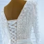 High End Weiß Satin Garten / Im Freien Brautkleider / Hochzeitskleider 2020 A Linie Durchsichtige Tiefer V-Ausschnitt Lange Ärmel Rückenfreies Stoffgürtel Perlenstickerei Perle Gespaltete Front Sweep / Pinsel Zug