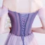 Flower Fairy Purple Dancing Prom Dresses 2020 A-Line / Princess Off-The-Shoulder Short Sleeve Appliques Flower Beading Glitter Tulle Floor-Length / Long Ruffle Backless