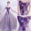 Flower Fairy Purple Dancing Prom Dresses 2020 A-Line / Princess Off-The-Shoulder Short Sleeve Appliques Flower Beading Glitter Tulle Floor-Length / Long Ruffle Backless