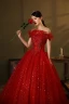 Chic / Beautiful Burgundy Prom Dresses 2020 Ball Gown Off-The-Shoulder Short Sleeve Feather Beading Sequins Floor-Length / Long Ruffle Backless Formal Dresses