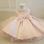 Mode Pink Satin Geburtstag Blumenmädchenkleider 2020 Ballkleid Rundhalsausschnitt Ärmellos Perlenstickerei Perle Schleife Kurze Rüschen Kleider Für Hochzeit