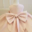 Mode Pink Satin Geburtstag Blumenmädchenkleider 2020 Ballkleid Rundhalsausschnitt Ärmellos Perlenstickerei Perle Schleife Kurze Rüschen Kleider Für Hochzeit