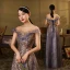 Élégant Bleu Roi Dansant Robe De Bal 2020 Princesse Transparentes Encolure Dégagée Manches Courtes Paillettes Longue Volants Dos Nu Robe De Ceremonie