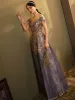 Elegant Royal Blue Dancing Prom Dresses 2020 A-Line / Princess See-through Scoop Neck Short Sleeve Sequins Floor-Length / Long Ruffle Backless Formal Dresses