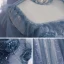 Vintage / Originale Océan Bleu Transparentes Dansant Robe De Bal 2020 Princesse Col Haut Gonflée Manches Longues Perlage Paillettes Longue Volants Dos Nu Robe De Ceremonie