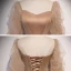 Victorian Style Champagne Dancing Prom Dresses 2020 A-Line / Princess Square Neckline Puffy 1/2 Sleeves Beading Pearl Glitter Tulle Floor-Length / Long Ruffle Backless Formal Dresses