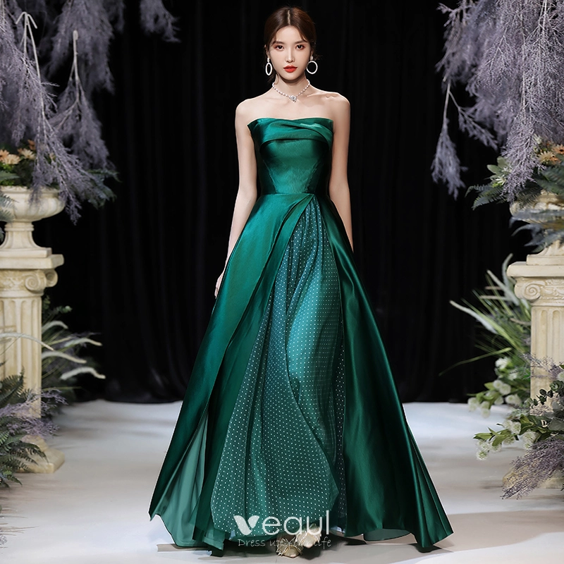Stylish Dark Green Tulle Long Prom Dresses with Lace Appliques, Dark G –  Eip Collection