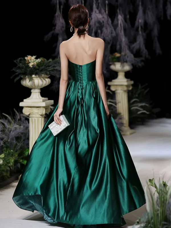 Fashion Dark Green Dancing Prom Dresses 2020 A-Line / Princess Strapless Sleeveless Spotted Tulle Floor-Length / Long Ruffle Backless Formal Dresses Fashion Dark Green Dancing Prom Dresses 2020 A-Line / Princess Strapless Sleeveless Spotted Tulle Floor-Length / Long Ruffle Backless Formal Dresses
