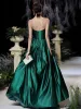 Mode Vert Foncé Dansant Robe De Bal 2020 Princesse Bustier Sans Manches Tachetée Tulle Longue Volants Dos Nu Robe De Ceremonie