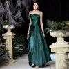 Mode Vert Foncé Dansant Robe De Bal 2020 Princesse Bustier Sans Manches Tachetée Tulle Longue Volants Dos Nu Robe De Ceremonie