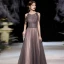High-end Brown Prom Dresses 2020 A-Line / Princess Scoop Neck Sleeveless Beading Sequins Floor-Length / Long Ruffle Backless Formal Dresses