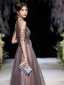 High-end Brown Prom Dresses 2020 A-Line / Princess Scoop Neck Sleeveless Beading Sequins Floor-Length / Long Ruffle Backless Formal Dresses