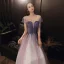 Elegant Purple Prom Dresses Formal Dresses Floor-Length / Long Tulle Dancing Short Sleeve A-Line / Princess 2020 Scoop Neck Backless Beading Glitter Ruffle Sequins