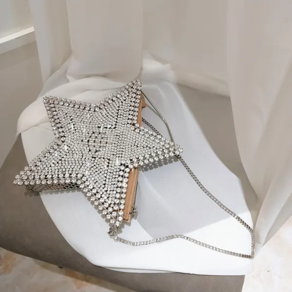 Fashion Silver Rhinestone Heart-shaped Clutch Bags 2020