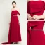 Mode Burgunderrot Abendkleider 2020 A Linie One-Shoulder Kurze Ärmel Strass Stoffgürtel Sweep / Pinsel Zug Rüschen Rückenfreies Festliche Kleider