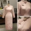Chinese style Pearl Pink Cheongsam / Qipao 2020 High Neck 3/4 Sleeve Appliques Lace Beading Split Front Tea-length Formal Dresses