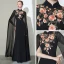 Chinese style Black Cheongsam / Qipao Evening Dresses  2020 Trumpet / Mermaid High Neck Long Sleeve Appliques Embroidered Split Front Floor-Length / Long Formal Dresses