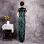 Chinese style Green Sequins Cheongsam / Qipao Evening Dresses  2020 Trumpet / Mermaid High Neck Short Sleeve Split Front Floor-Length / Long Formal Dresses