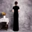 Affordable Black Cheongsam / Qipao Evening Dresses  2020 Trumpet / Mermaid See-through High Neck Short Sleeve Sequins Floor-Length / Long Formal Dresses
