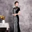 Affordable Black Cheongsam / Qipao Evening Dresses  2020 Trumpet / Mermaid See-through High Neck Short Sleeve Sequins Floor-Length / Long Formal Dresses
