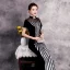 Affordable Black Cheongsam / Qipao Evening Dresses  2020 Trumpet / Mermaid See-through High Neck Short Sleeve Sequins Floor-Length / Long Formal Dresses